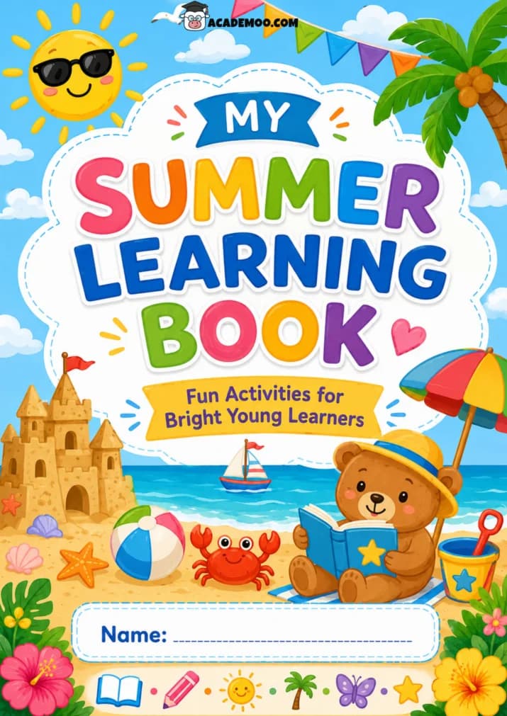 My Summer Learning Book worksheet — kindergarten language arts printable PDF · Printable My Summer Learning Book worksheet for Kindergarten.