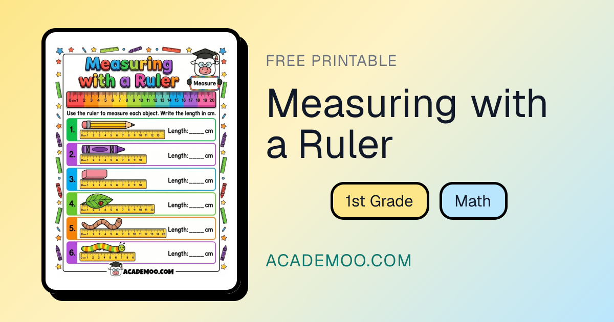 Measuring with a Ruler - Printable Worksheet | Academoo