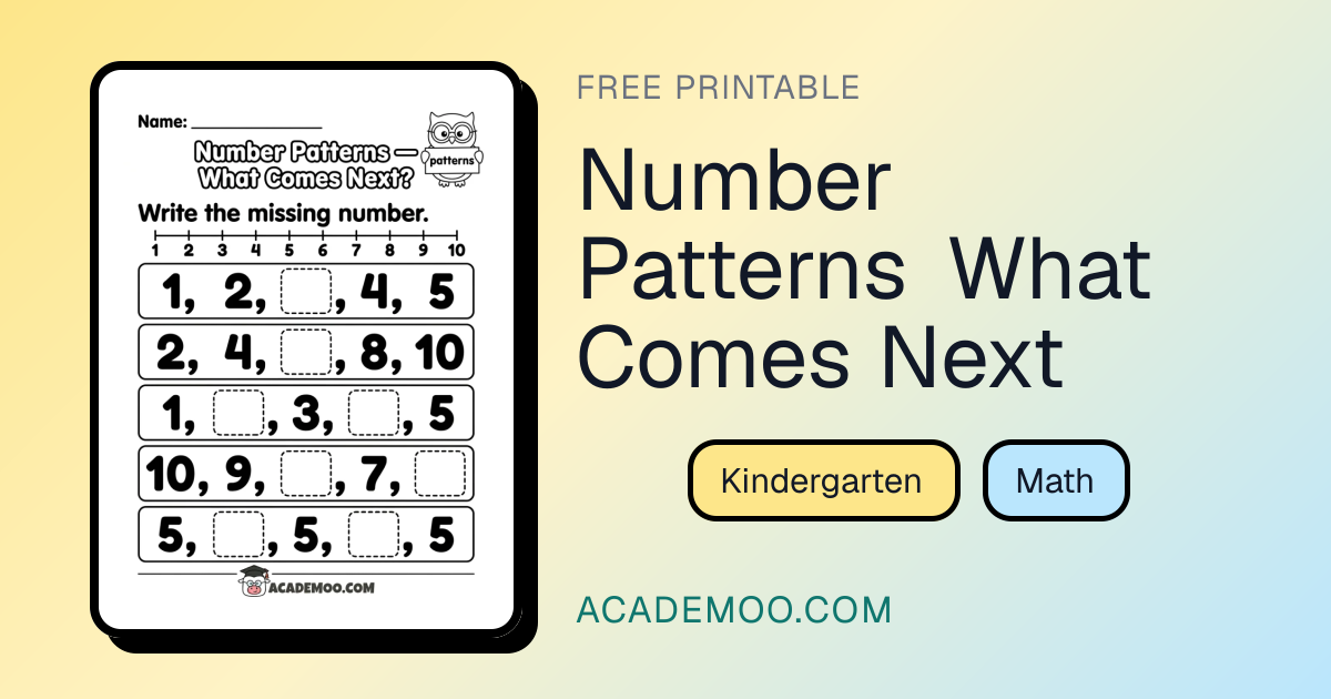 Number Patterns What Comes Next - Printable Worksheet | Academoo