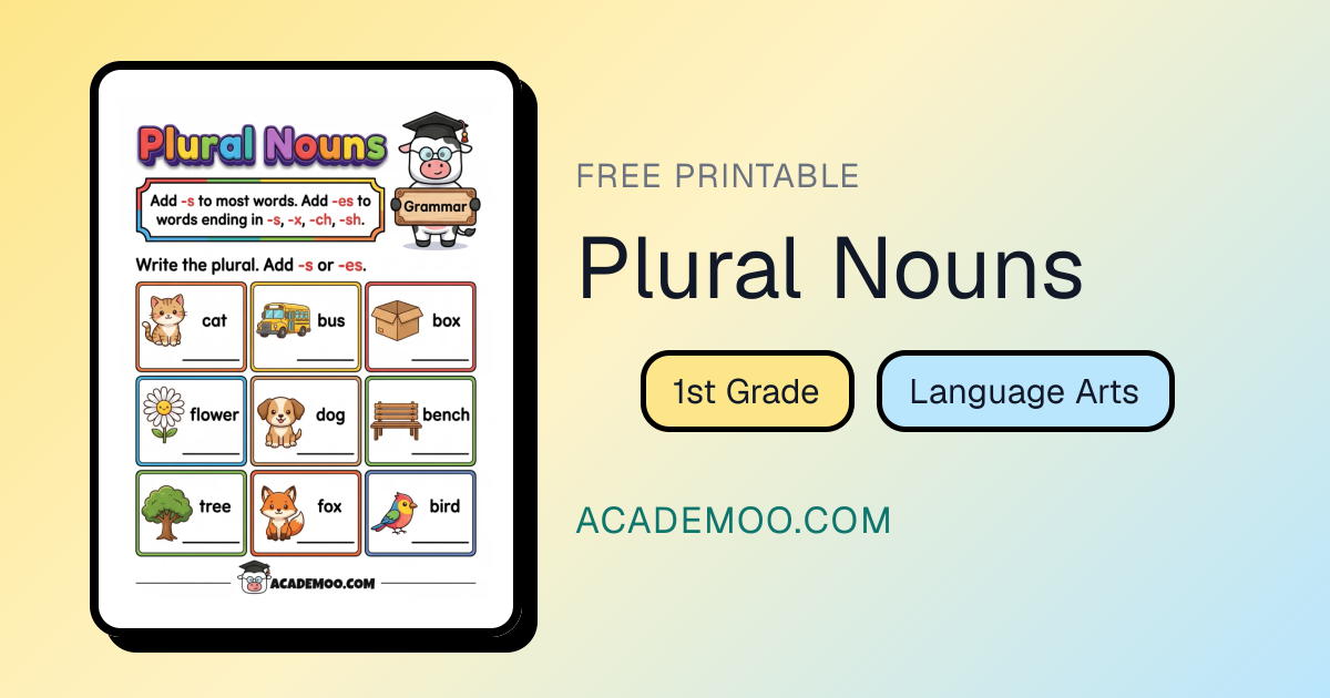 Plural Nouns — Free Printable Worksheet | Academoo