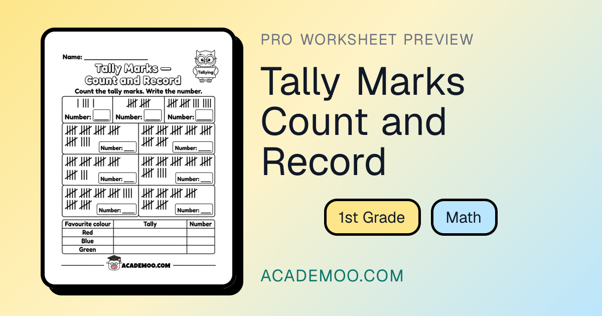 Tally Marks Count and Record - Printable Worksheet | Academoo